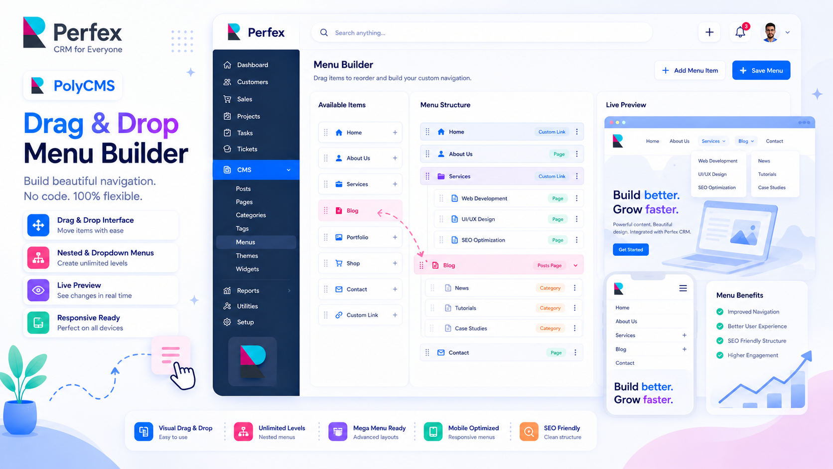 How to Set Up and Arrange Menus in PolyCMS